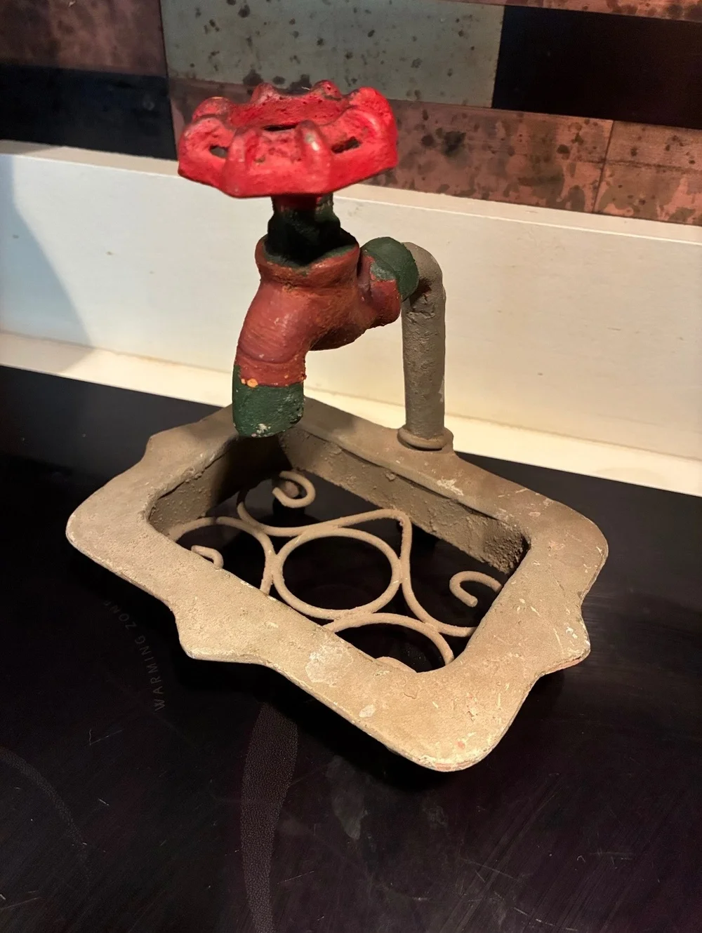 Vintage metal Garden spigot soap dish